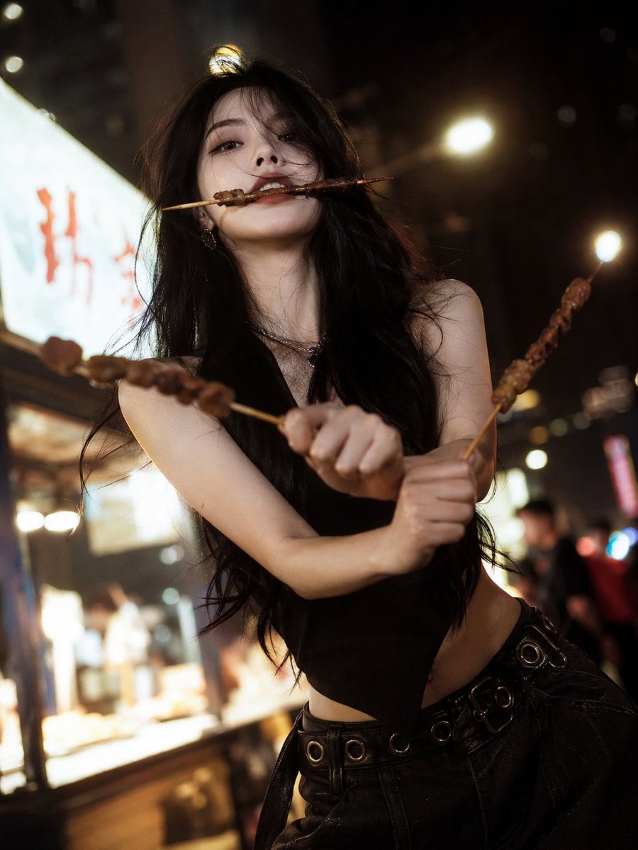 清冷佳人夜市烧烤三刀流 output image 1