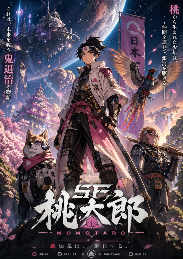 赛博科幻桃太郎主视觉图 output image 1