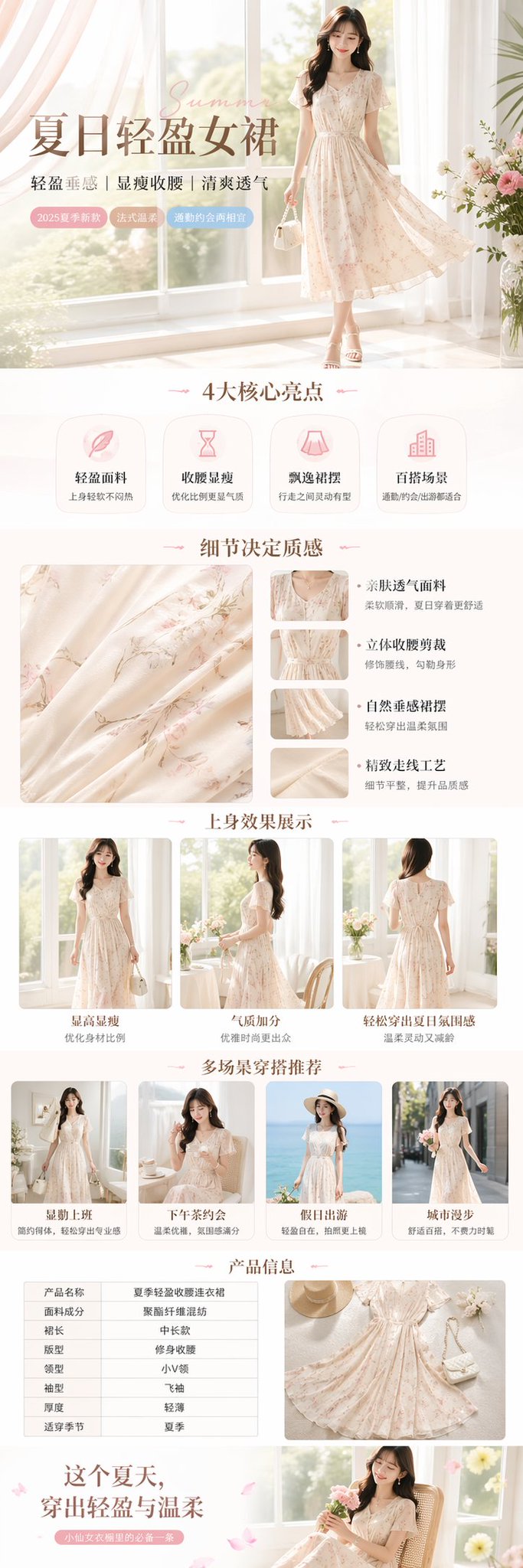 清新夏日女装连衣裙电商展示 output image 1
