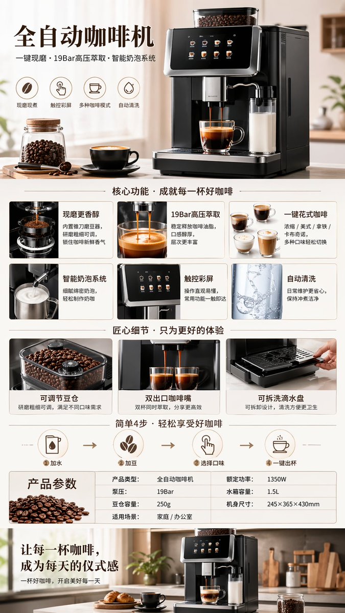 全自动咖啡机产品展示 output image 1