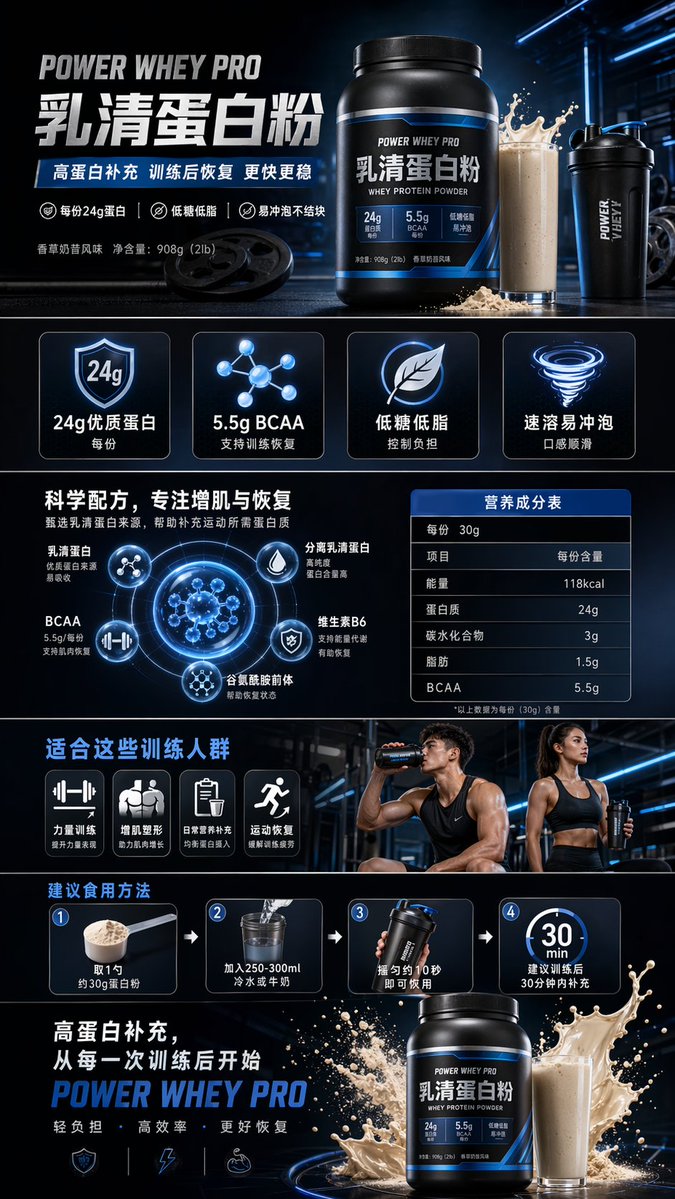 健身蛋白粉电商详情页 output image 1
