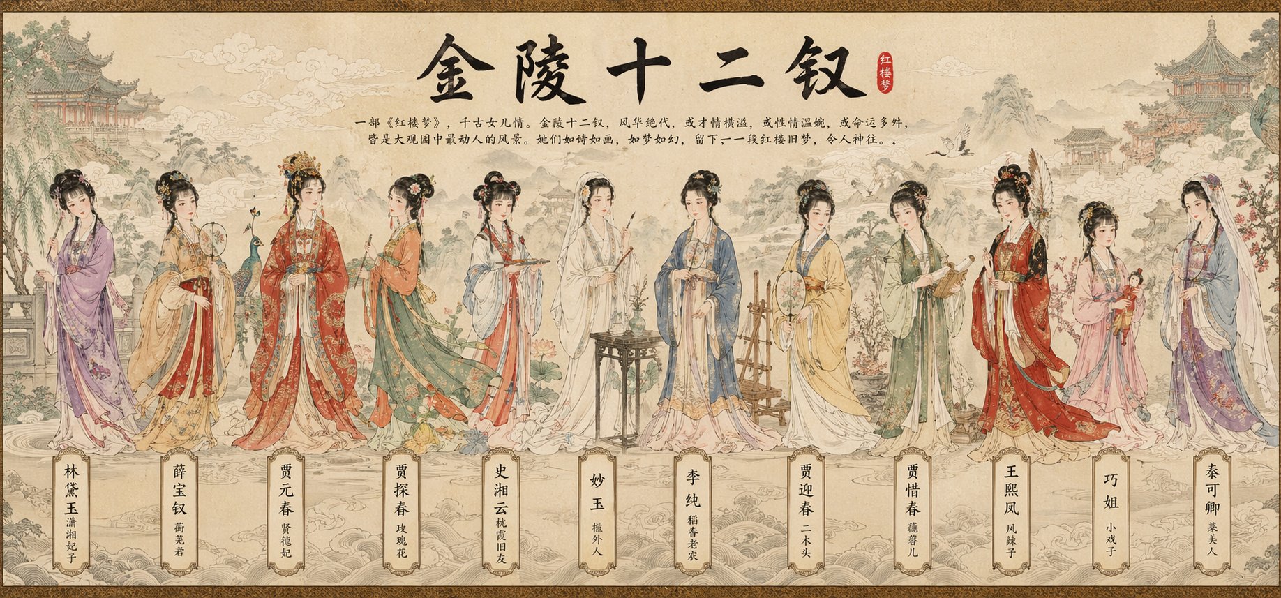 国风工笔八仙长卷插画 output image 1