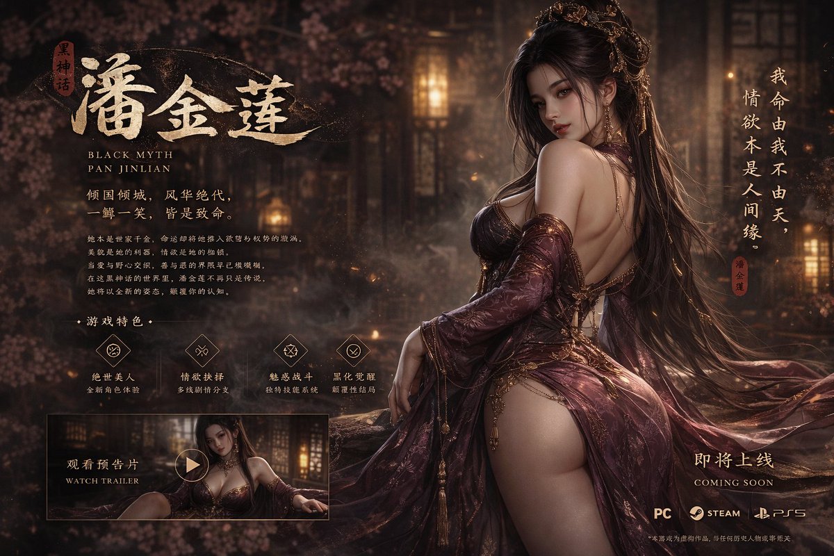 黑神话潘金莲绝美游戏封面 output image 1