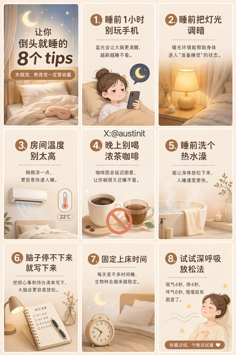 治愈系助眠指南九宫格 output image 1
