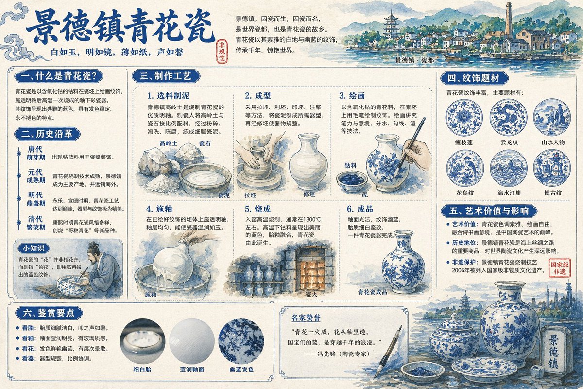 景德镇青花瓷全景解说图谱 output image 1
