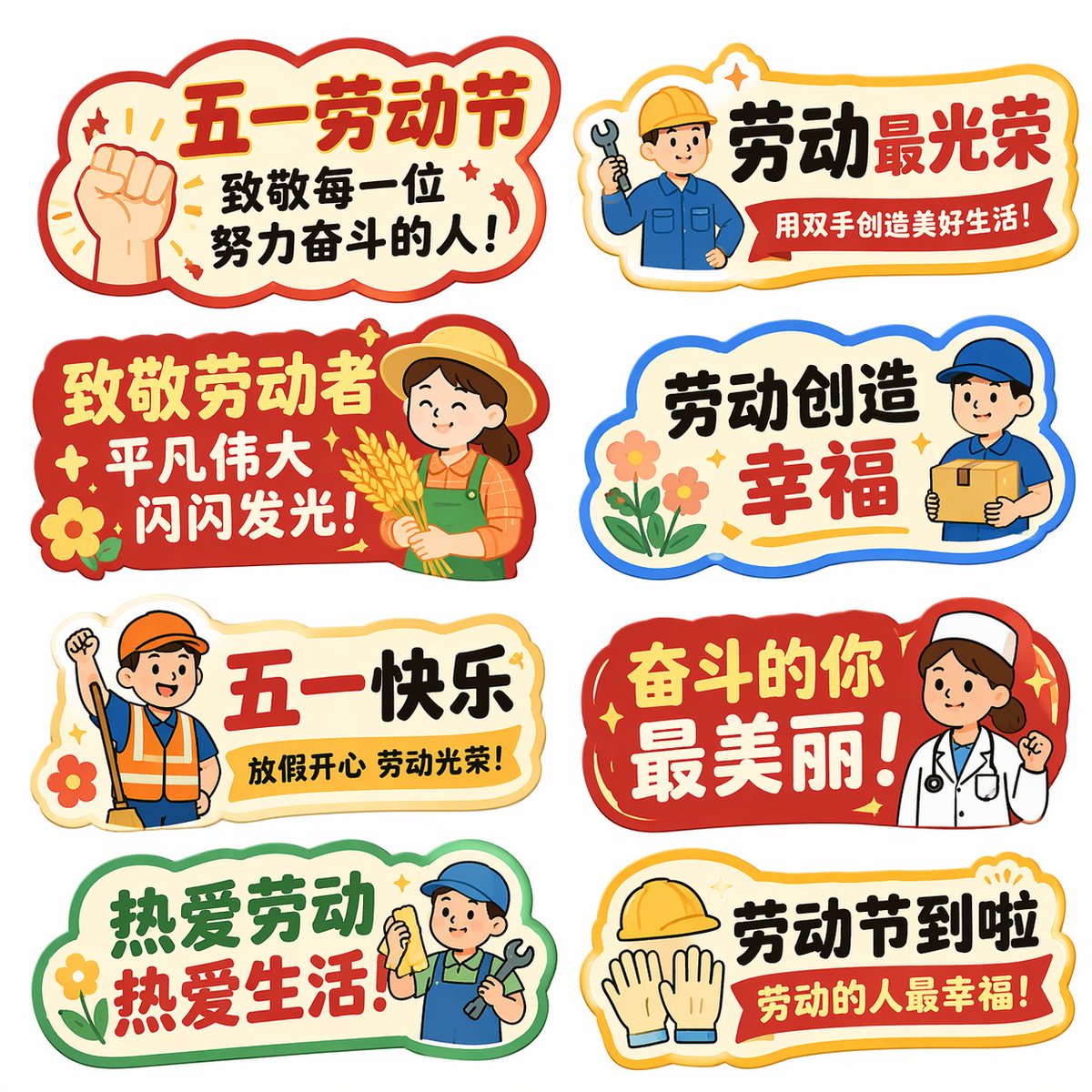五一劳动节手举牌创意设计集 output image 1