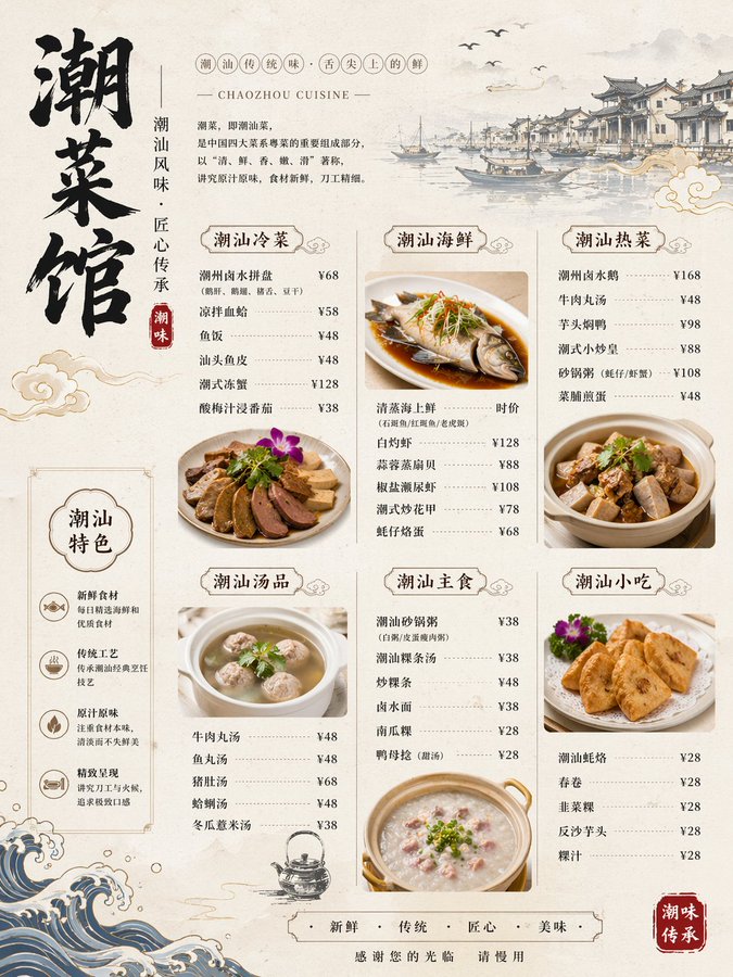 精美潮汕菜馆菜单图 output image 1