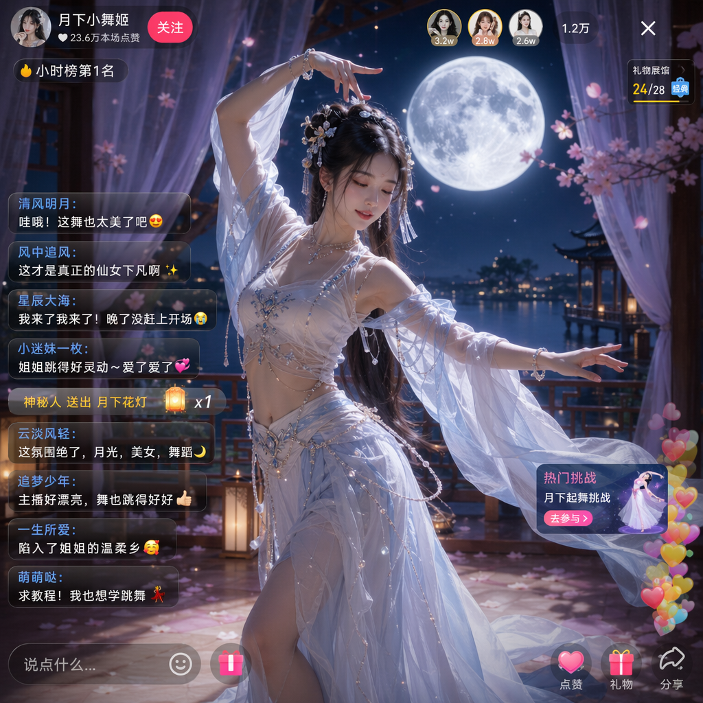 月下美女直播画面 output image 1
