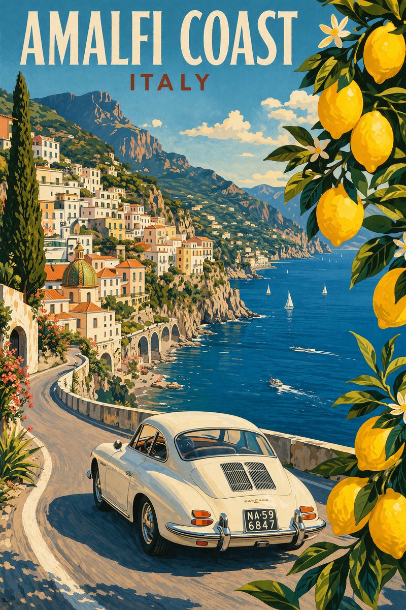 Vintage Amalfi Travel Poster output image 1